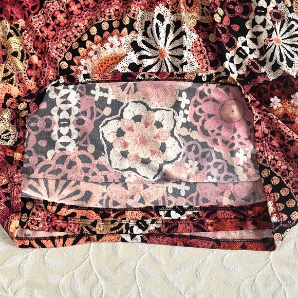 🆕 MSK Dress Women’s Medium Peach Berry Black Floral Faux Wrap NWT NEW - Picture 10 of 13